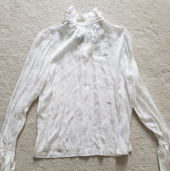 NWT Topshop Jacquard Ruffle Neck Blouse In Ivory sz6 - Picture 13 of 16